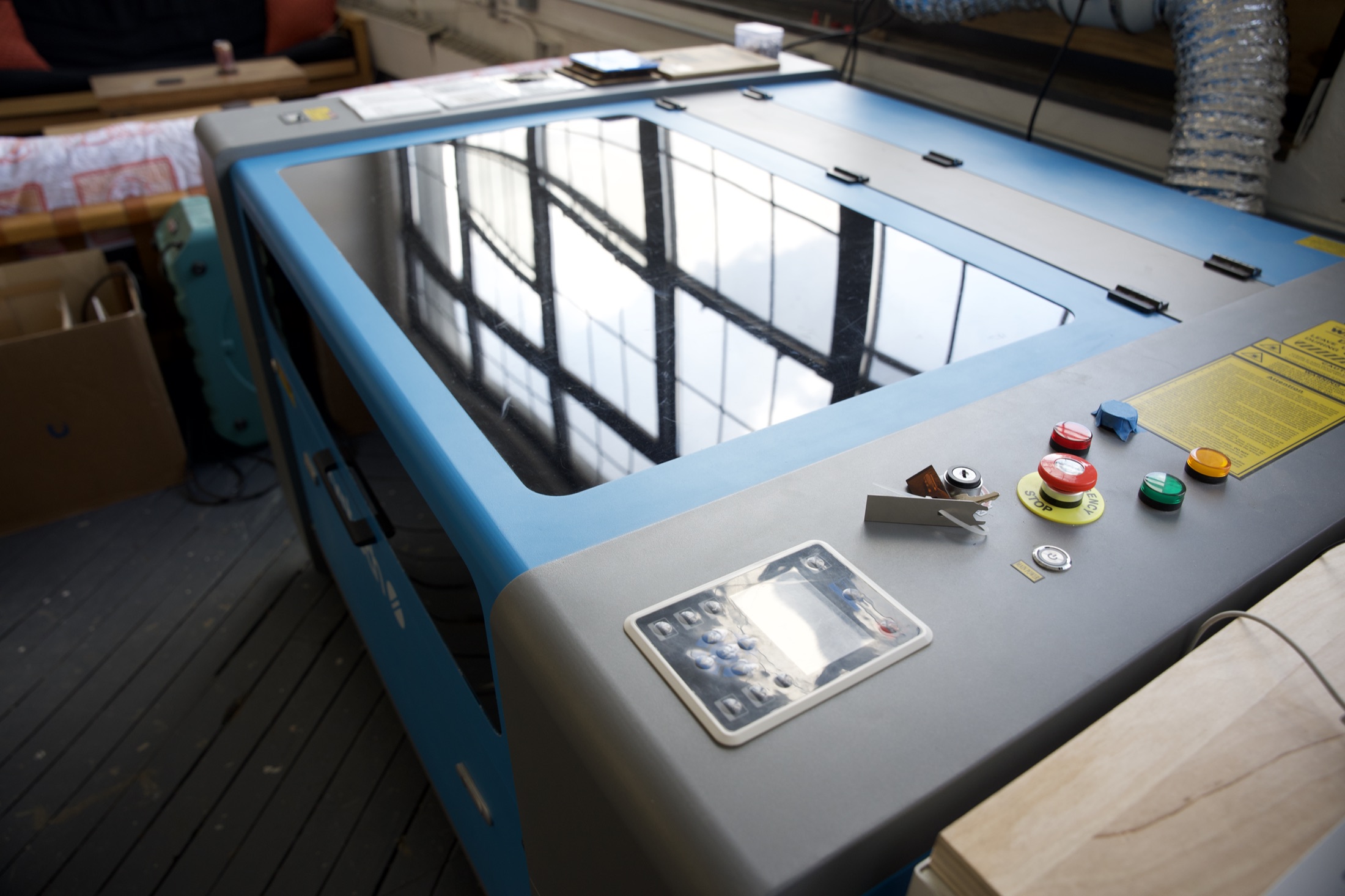 OMTech laser cutter control panel at Brooklyn Industrial Arts
