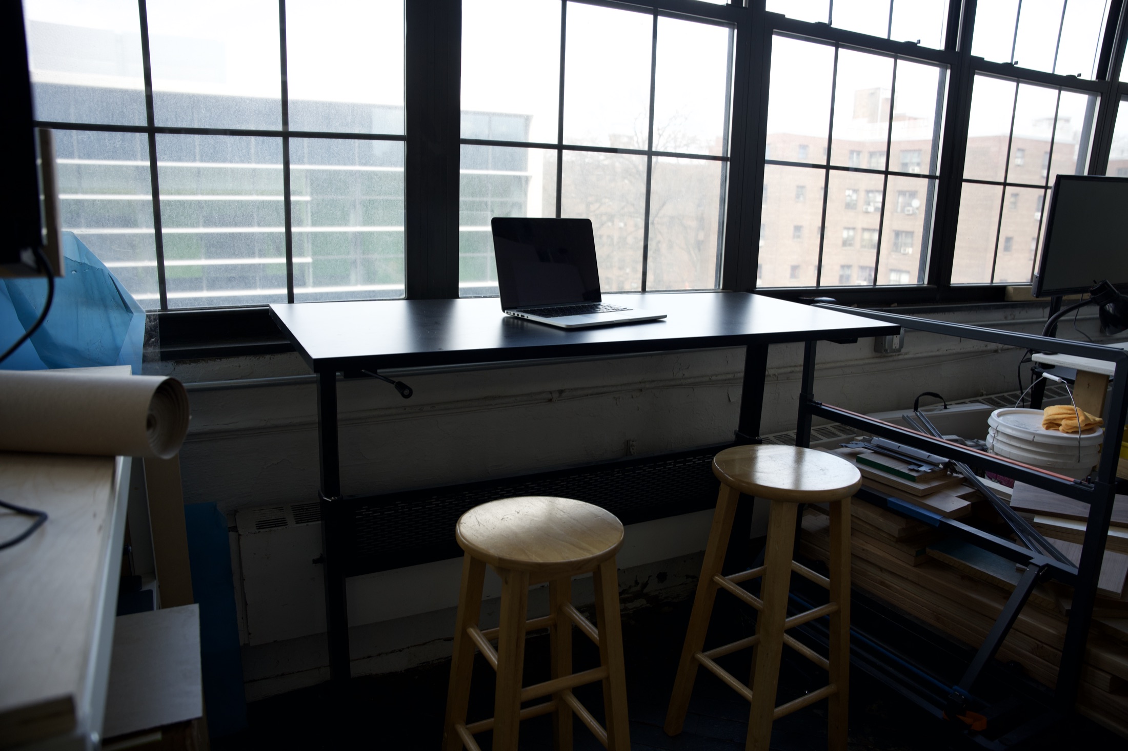 Workbench desk with a view of North Brooklyn at Brooklyn Industrial Arts
